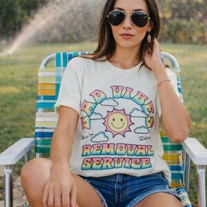 Retro , Vintage Inspired graphics Tee, Bad Vibes Removal NWT, Sz XSmall